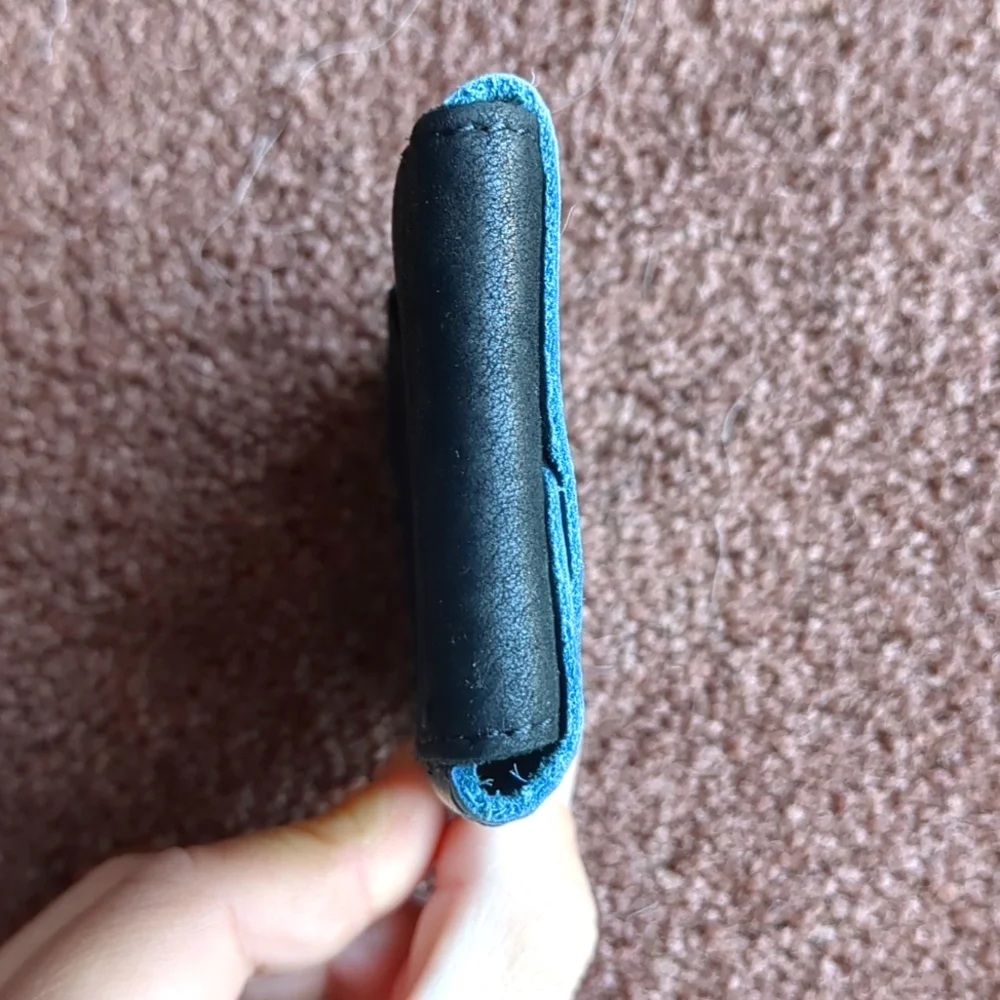 Otto Angelino Blue and Black Leather Card Holder
